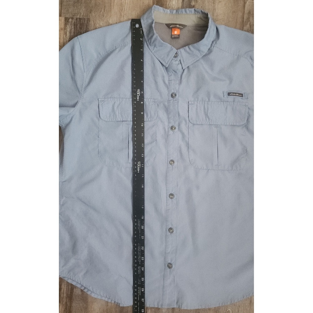 Eddie Bauer Sport Shop Shirt Mens Large Blue Micro Check Short Sleeve Hiking - Picture 5 of 7